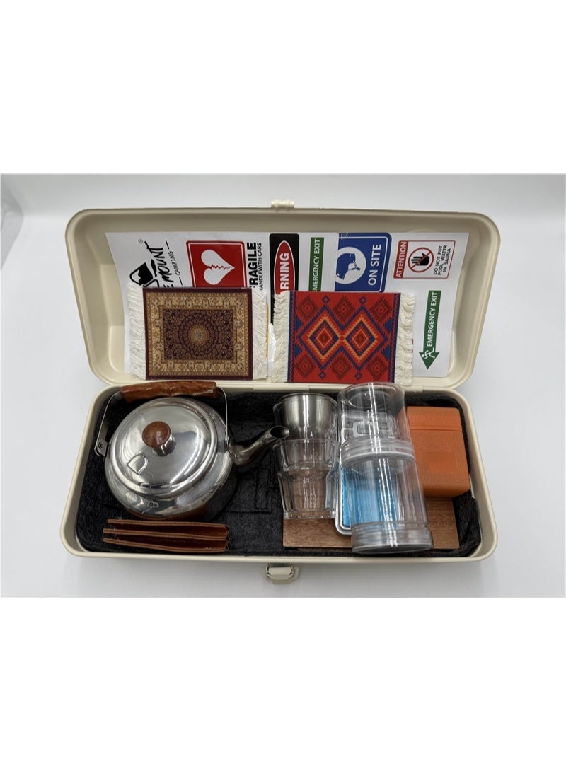 BlueFire Portable Camping Tea Set in Lockable Metal Storage Box – All-in-One Outdoor Tea Kit with Gas Stove, Kettle & 4 Cups for Picnics, Desert Trips & Gifting - Image 5